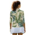 thumbnail image 3 of HUIACONG Leaves Pattern Ladies Golf Top 3/4 Sleeve, 1/4 Zipper Quarter Zip Women's Golf Polo Shirts Anti-Wrinkle Pullover, 3 of 10