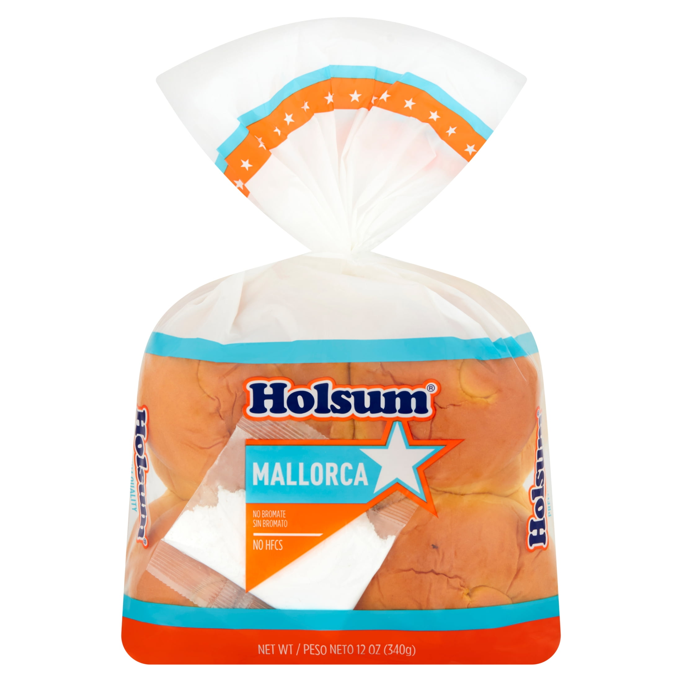Holsum, Mallorca Bun with Sugar Pack, 12oz, 4 Count, Regular Size, Shelf Stable, Bag