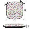 thumbnail image 5 of Birds Chair Seating Cushion Set of 2, Doodle Illustration of Animal Floral Details, Seat Pads for Office with Anti-slip Backing, 16"x16", Multicolor, by Ambesonne, 5 of 7