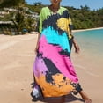 thumbnail image 4 of JIRNDf Robes d'Été pour Femmes 2025 Tendance Grande Taille Kaftan Col en V Long Doux Plage Maxi Robe Boho Ligne A Multicolore Taille Unique, 4 of 9