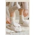 thumbnail image 5 of 3 Pairs Mid-Crew Cable Knit Socks with Ruffle Cuffs Soft Stretchy Vintage-Inspired Design, 3 PK-ivory, 5 of 6