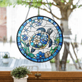 thumbnail image 2 of Floral Turtle Stained Glass Suncatcher, Sea Turtle Window Hanging, Ocean Animal Home Decor, 2 of 5