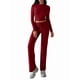 thumbnail image 1 of Conjuntos de 2 Piezas para Mujer, Larga, Cuello Redondo, Pantalones Acampanados de Cintura Alta, Conjuntos de Chándal, Ropa de Calle. Vino Tinto XL, 1 of 9