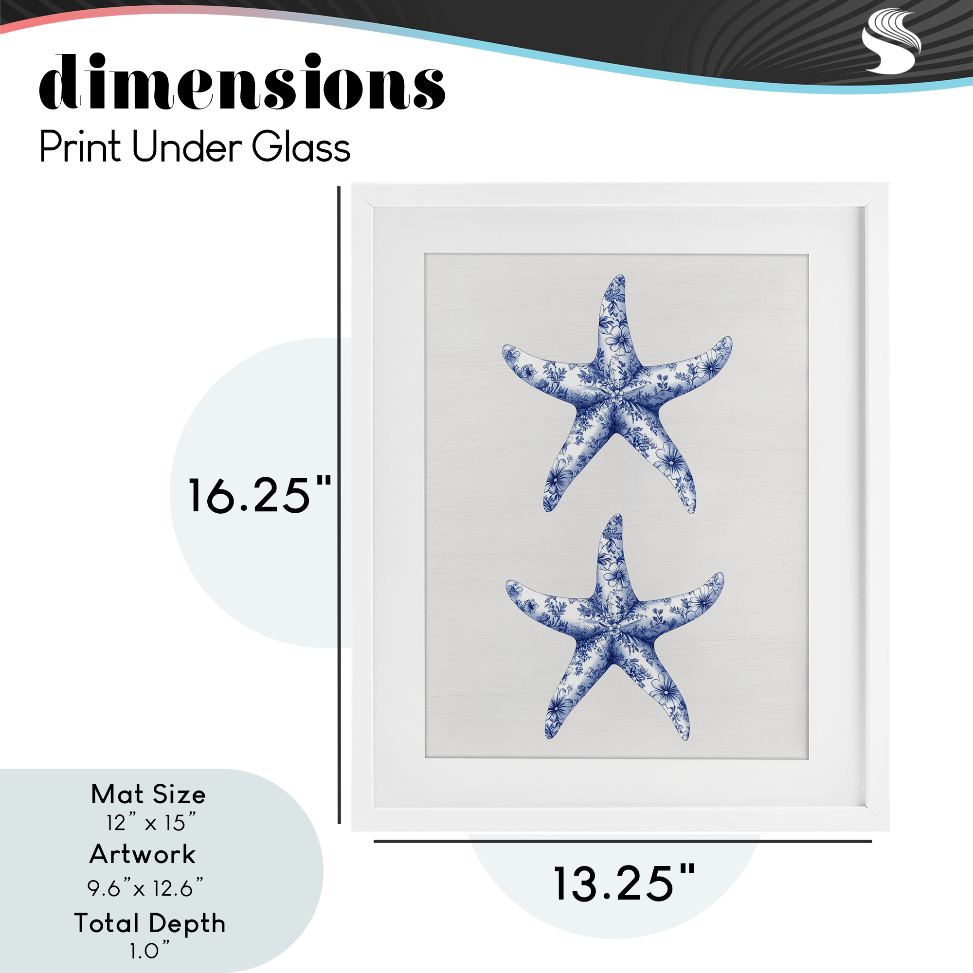 Vintage Toile Starfish White Framed Print Under Glass, design by Lettered and Lined