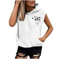 thumbnail image 2 of Tops for Women Clearance under $5 Sleeveless Printed Pocket Hat Rope Hooded Top White XXL, 2 of 5