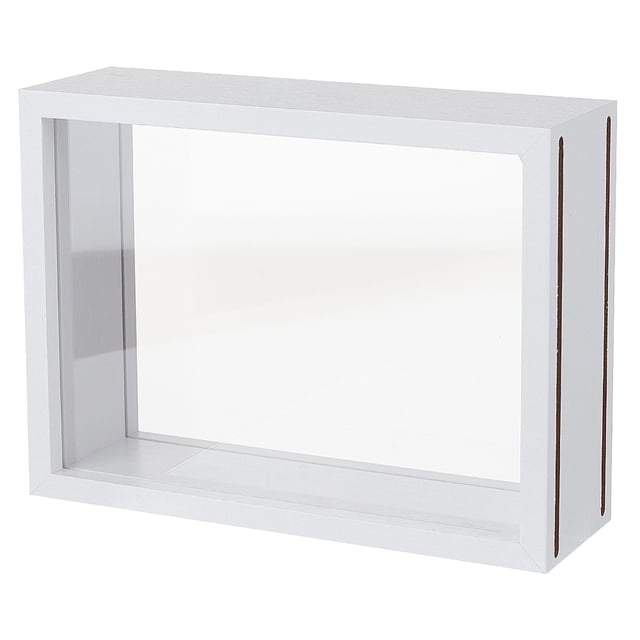 7.4x2.4x5.5 Inch Rectangle Shadow Box Wood Shadow Box Display Case White Shadow Box Frame with Double Sided Clear Acrylic Window for Dried Flowers Leaves Specimen