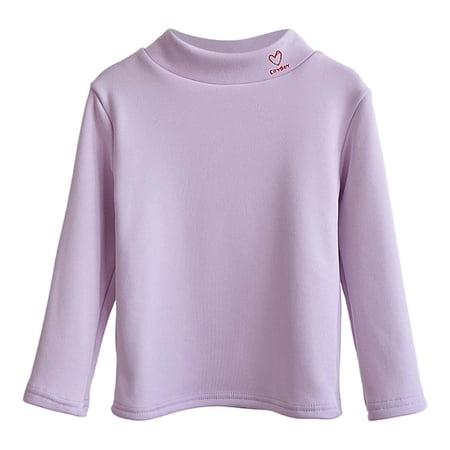Kiijoy Toddler Girls Thermal T-Shirt Microfleece Long Sleeve High Neck Undershirt Sizes 4-5