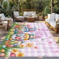 thumbnail image 2 of Easter Gnomes Bunnies Outdoor Rug for Patio/Deck/Porch, Non-Slip Large Area Rug 3 x 5 Ft, Spring Easter Eggs Floral Purple Plaid Indoor Outdoor Rugs Washable Area Rugs, Camping Rug Carpet Runner, 2 of 8