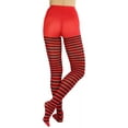 thumbnail image 2 of ToBeInStyle Women's Nylon Horizontal Striped Opaque Tights - Black/Red - One Size, 2 of 5