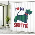 thumbnail image 4 of Ambesonne Scottie Dog Shower Curtain, I Heart My Scottie Text, 69"Wx75"L, Dark Blue Green and Ruby, 4 of 4