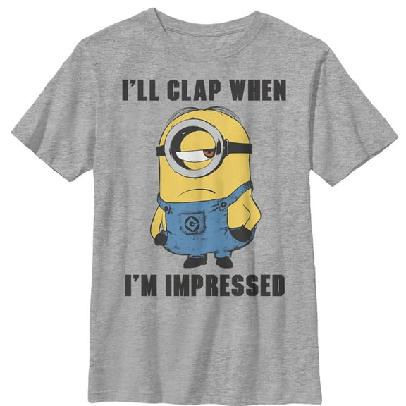 Boy's Despicable Me Minions Clap When Impressed  Graphic Tee Athletic Heather Large