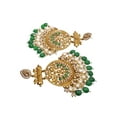 thumbnail image 2 of Crunchy Fashion Bollywood Jewellery Traditional Ethnic Bridal Bride Wedding Bridesmaid Gold Tone Big Green Indian Chandbali Jhumka Earrings Jewelry SetFor Women, 2 of 4