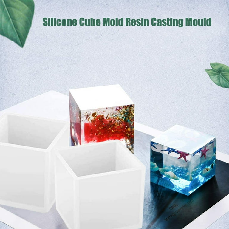 FineInno 4 Cube Resin Mold Square Silicone Molds Casting Molds with Wooden  Frame for Making Resin Epoxy Candle Wax Soap Jewelry Holder DIY Craft