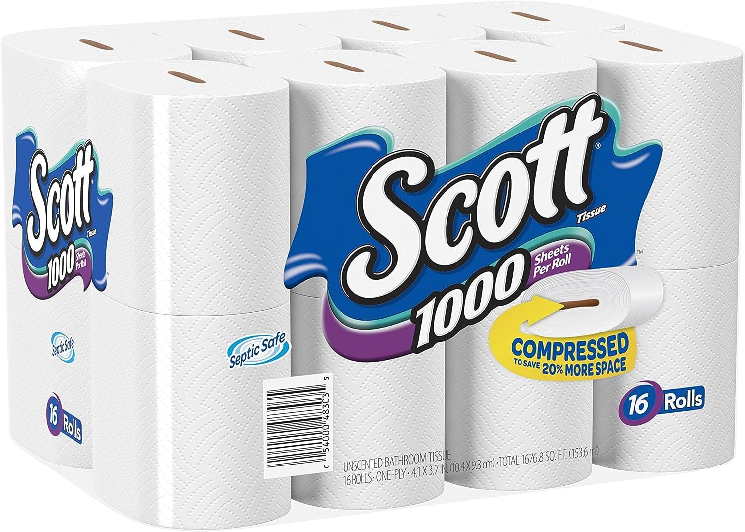 Scott 1000 Sheets Per Roll Toilet Paper, Bath Tissue, 16 Rolls (Pack of 1)