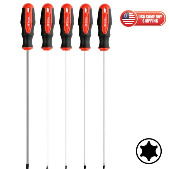 12'' 300mm T15 - T30 5-Piece Extra Long Star Torx Magnetic Screwdrivers Set