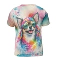 thumbnail image 2 of Hippie Chihuahua Portrait Watercolor Tie-Dye Vintage Styles All Over Print 3D Shirt Unisex Merch Dog Lover Gifts Idea - 00014, 2 of 6