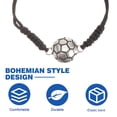 thumbnail image 4 of Minkissy Soccer Bead Bracelet 3Pcs Black Woven Rope Sports Activities Minimalist for Fans 11In, 4 of 5