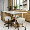thumbnail image 2 of Isaac Modern Backless Bar Stool with Round Soft Padded Boucle Seat and Metal Mid-Century Base, Boucle White/Black, 2 of 8