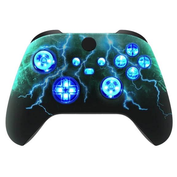 Silent Modz Custom Modded Controller 7 LED Colors Trigger Stopper w/Pro Grips compatible with Xbox Series S, Xbox Series X, Xbox One, and Windows (Green Storm)