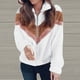 thumbnail image 5 of Gibobby Sudaderas de moda Mujeres Patchwork media cremallera Fuzzy Fleece manga larga sudadera Pullover Tops blusa （Blanco， XXXXL), 5 of 5