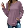 thumbnail image 2 of Aloohaidyvio Sweatshirts for Women,Womens Long Sleeve Solid Color Sweatshirt Casual Oversized Knitted Crewneck Pullover Shirts, 2 of 6