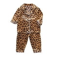 thumbnail image 2 of Baby Girl Pajamas Kids Leopard Print Long Sleeve Button Top and Pants Home Wear Set Baby Girl Clothes Gold 2-3 Years, 2 of 2