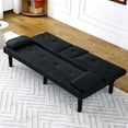 thumbnail image 5 of MAYEERTY 67" Convertible Sofa Bed PVC Loveseat Sofa with Cup Holder for Apartment, Living Room, Small Space, Black, 5 of 9