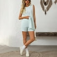 thumbnail image 4 of Jamicy Loungewear for Women Summer Outfits Women Summer 2 Piece Sweater Sets Casual Crew Neck Sleeveless Knit Tank Top Mini Shorts Lounge Set Solid Beach Outfit, 4 of 7