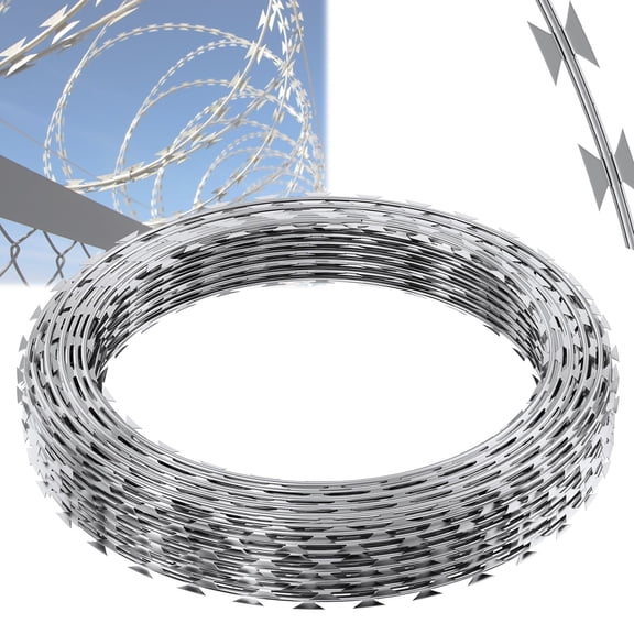 325 Ft Barbed Wire, 1 Rolls Razor Wire Fencing, Galvanized Garden Wire,Waterproof And Antirust Small Fencing, Durable Barbwire, Concertina Wire For Garden Farm Manor [Single Wire]