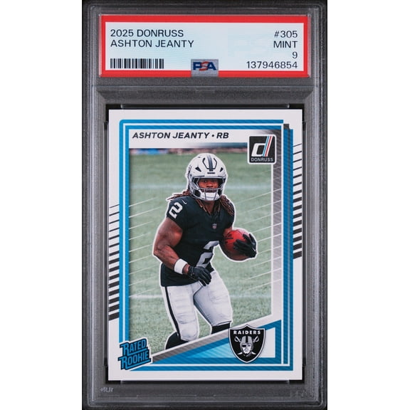 Graded 2025 Panini Donruss Ashton Jeanty #305 Rookie RC Football Card PSA 9 Mint