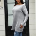 thumbnail image 6 of Women's Winter Loose Versatile One-shoulder Solid Color Mid-length Knitted Sweater for Fall and Winter, Cozy and Chic, Ideal for Seasonal Outfits,Gray,Size M, 6 of 6