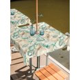 thumbnail image 2 of Outdoor Tablecloth with Umbrella Hole for Patio/Picnic/Party/Camping, Teal Beige Coastal Waterproof Table Cloth Square Cover Washable, Summer Beach Starfish Conch Shell Ocean (60"x 60"), 2 of 9