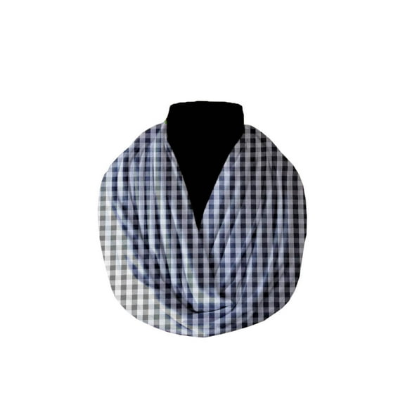 Cotton Blend Infinity Scarf Very Small Gingham 1/8th Inch Checkered Print