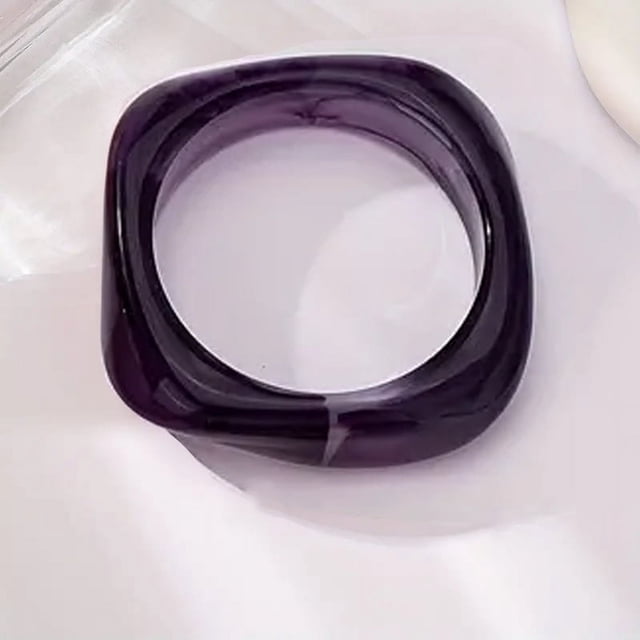 Nvzi Pulsera de resina acrílica cuadrada con diseño geométrico irregular y ancho para mujer, color morado