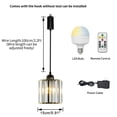 thumbnail image 3 of FSLiving Rechargeable Battery Operated Pendant Light with Sleeve&Round Hook RGB Mode Adjustable Wire Length Hanging Light Crystal Columnar Shade Dimmable Lamp for Courtyard Nightstand - 3 Lights, 3 of 5