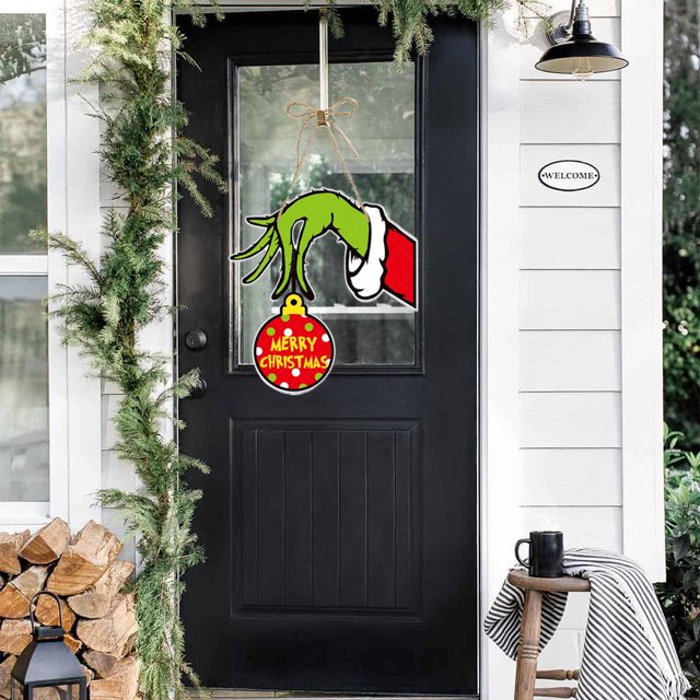 Adorno colgante Grinch, adornos navideños para ventana de pared (mano)