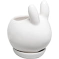 thumbnail image 2 of Decorative Bunny Rabbit Design White Mini Ceramic Plant Flower Pot Succulent Planter W/Saucer, 2 of 5