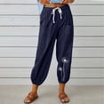 thumbnail image 2 of VEKDONE Pantalon Long en Lin pour Femmes Marine G, 2 of 6