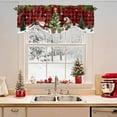 thumbnail image 2 of Christmas Tie Up Valances Curtain, Winter Santa Gnome Pine Tree Xmas Snowfall Red Plaid Adjustable Rod Pocket Short Window Treatment Tie Up Curtains Valances for Kitchen Living Room Bathroom 42x12 In, 2 of 9