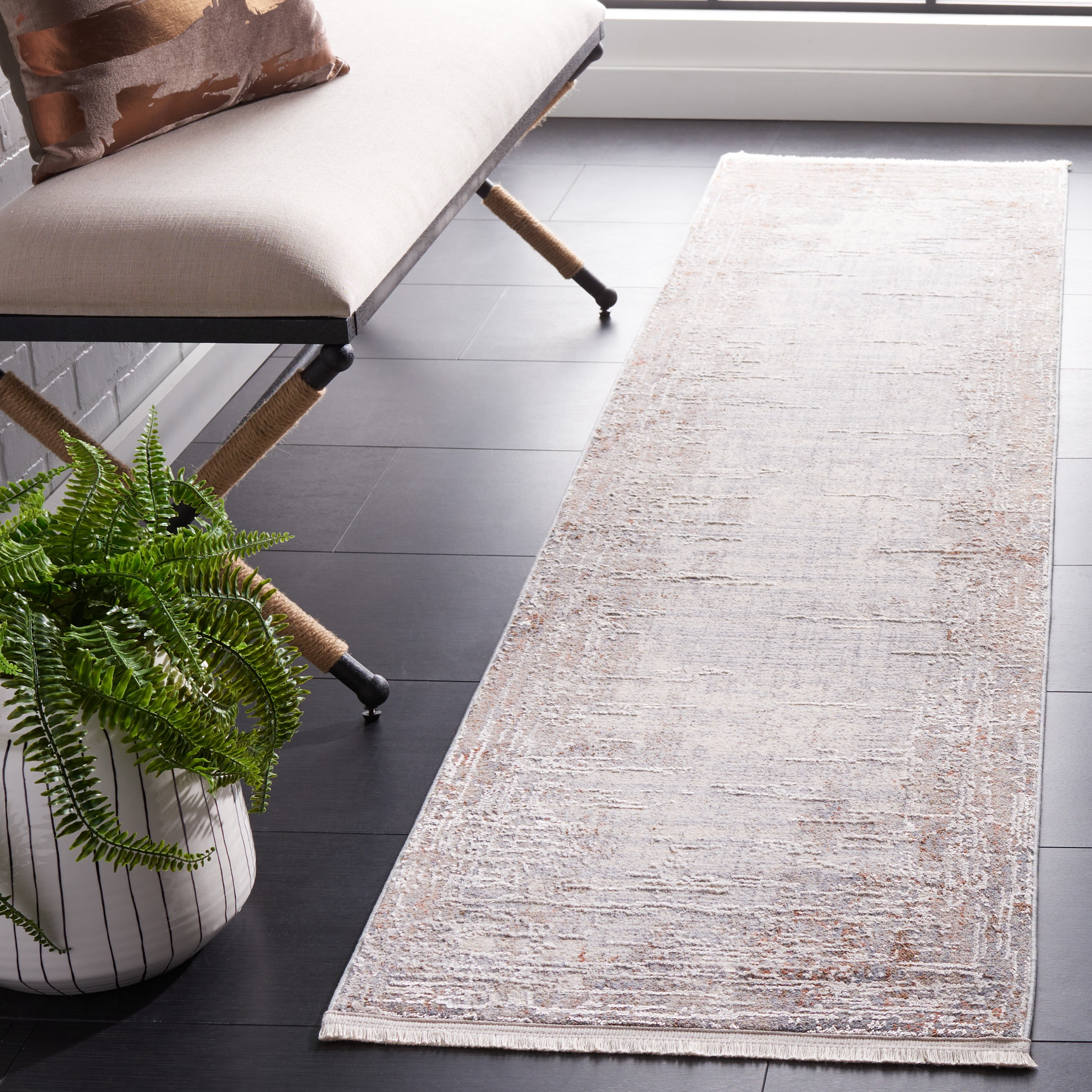 SAFAVIEH Marmara Oakley Abstract Runner Rug, Beige/Blue Rust, 2' x 8'
