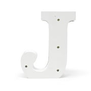 LED Wood Letter J, White, 6-1/4-Inch