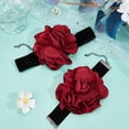 thumbnail image 4 of 1 Set Gothic Cloth Flower Cord Bracelet & Choker Necklace Velvet Jewelry Set for Women Dark Red 7~7-3/8 inch(17.7~18.7cm) 13.31~13.46 inch(33.8~34.2cm) 2Pcs/set, 4 of 6