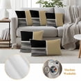 thumbnail image 6 of Beige Outdoor Waterproof Pillow Covers, Modern Abstract Art Farmhouse Striped Decorative Square Throw Pillowcase Sofa Cushion Sham for Patio/Couch/Chair, 26"x26" 2 Pack, 6 of 8