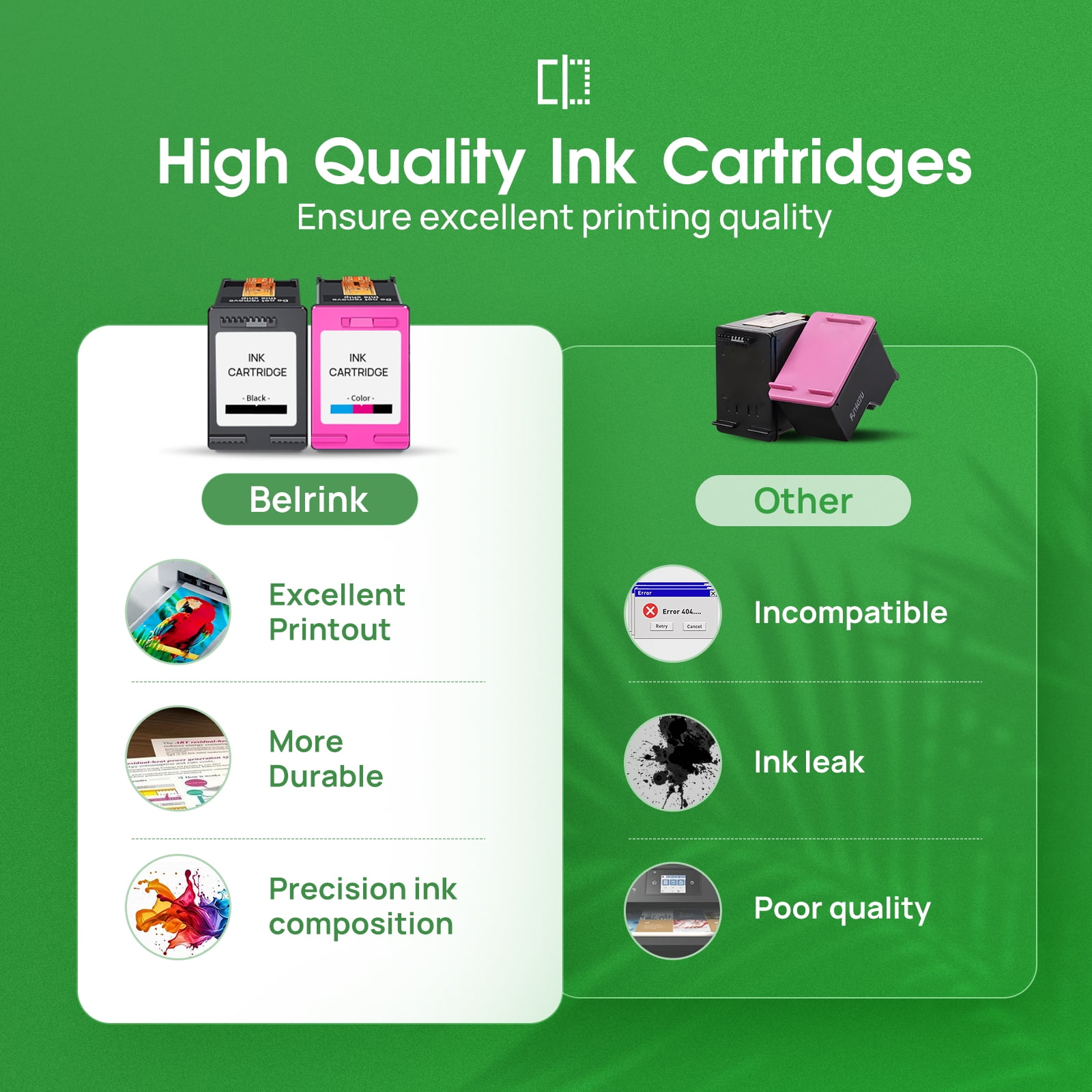 64XL Ink Cartridges Black/Color Combo Pack Compatible for 64 Ink Cartridge for Envy Photo 7855 7858 7155 7120 Printer (1 Black, 1 Color)
