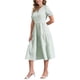 thumbnail image 4 of Vestido de cuadros para mujer Inspire Chic, vestido midi con volantes, escote en V, decoración de botones, color verde, talla XL, 4 of 6