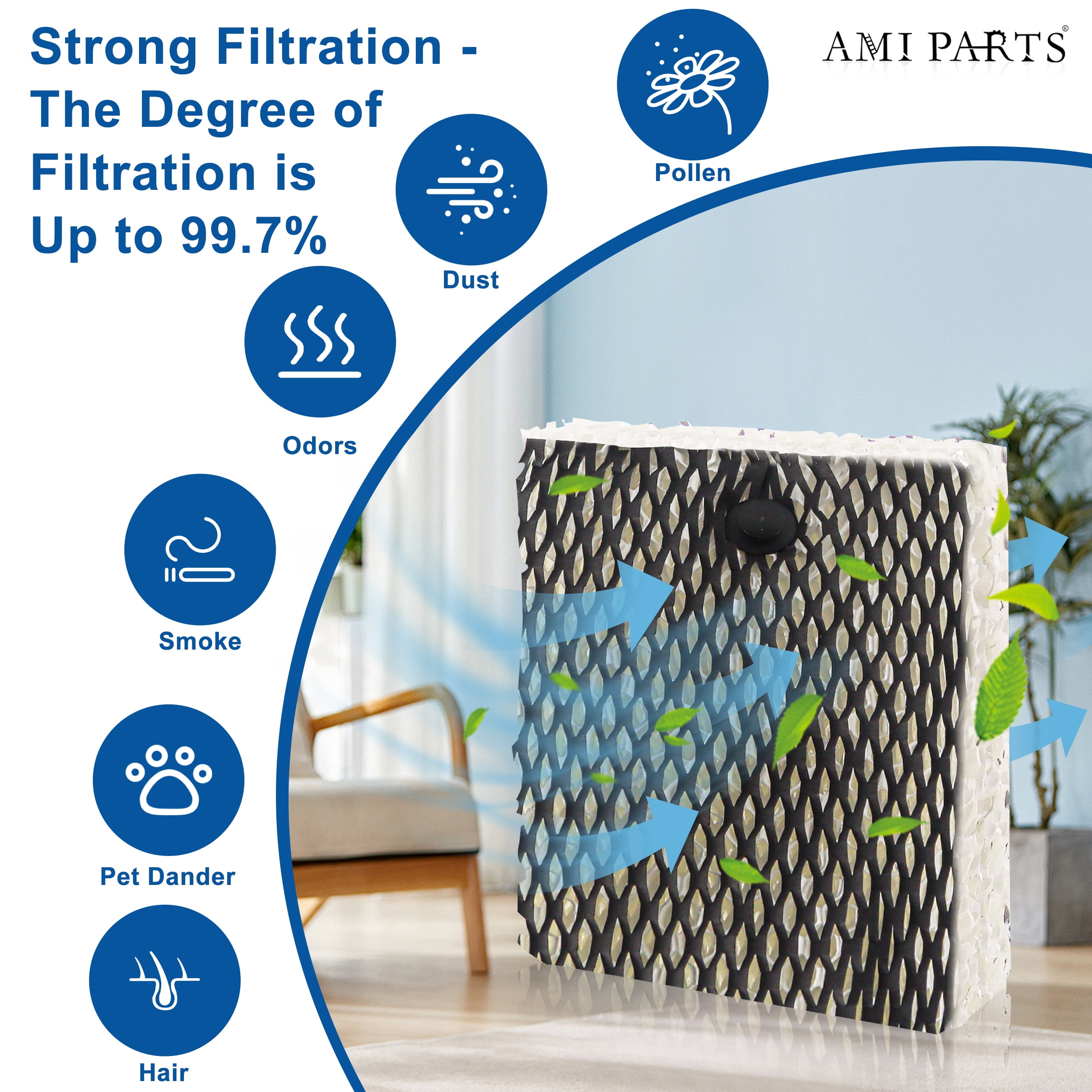 YNXGR HWF100 Humidifier Filters Replacement Wick Filter for Holmes E HWF100-UC3 HWF100CS 6 Packs