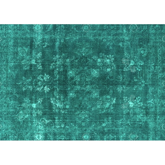 Ahgly Company Indoor Rectangle Oriental Turquoise Blue Industrial Area Rugs, 5' x 7'