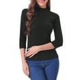 thumbnail image 1 of INSPIRAR CHIC Blusa Metálica Rayada Brillante con Manga 3/4 para Mujeres Fiesta Talla XS Negra, 1 of 6