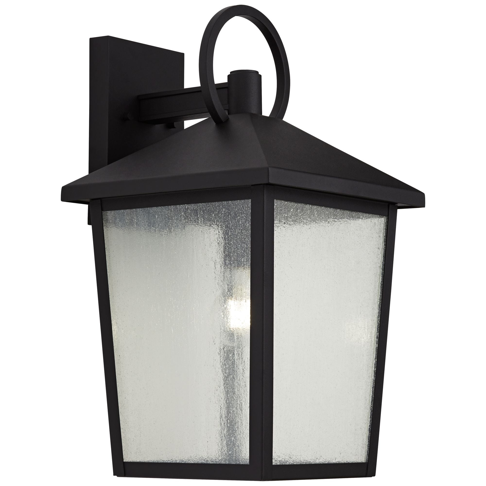 John Timberland Westmont 18" High Modern Outdoor Wall Light Fixture Mount Porch House Weatherproof Sand Black Aluminum Glass Shade