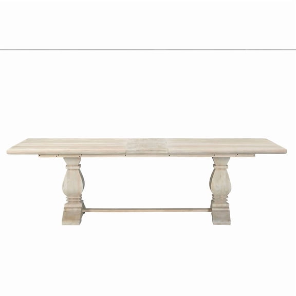 Benedict 90" Extendable Dining Table in Mango Solid Wood with White Wash Finish